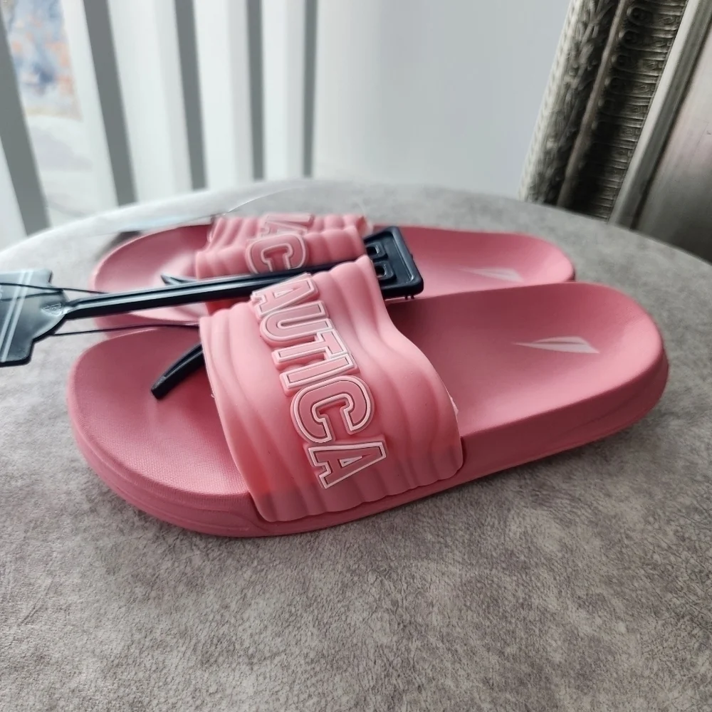 Nautica Kids Slip-On Sandal. Athletic Slide Youth Loch Girls-Peony White Size 2.